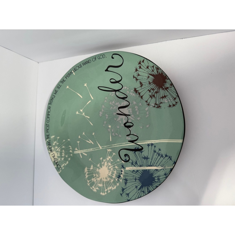 Blessings Unlimited Beauty Wonder Scripture Ceramic Plates Set of 2 Teal Orange - Picture 4 of 8